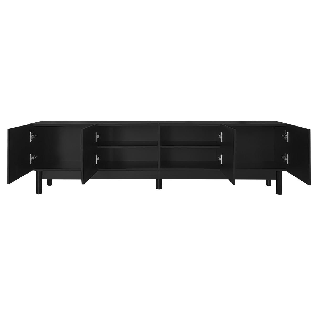 TV ormarić 169/34/45,5 cm crni od MDF-a i iverice s 4 vrata i policama - crna, drvni materijal (169/45.5/35cm) - OKWISH