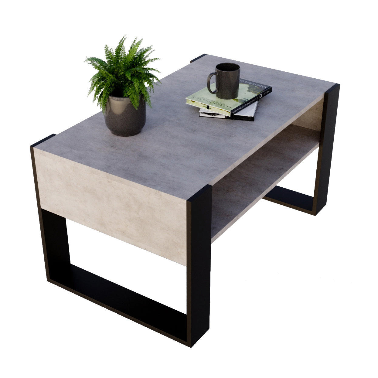 COUCHTISCH KARO 92 - Multicolor/Schwarz, Holz (53.6/92/45cm) - Mat-Haus
