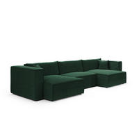 PANORAMASOFA Jimmy 5 Sitzplätze Tannengrün - Grün, Holz (348/77/148cm) - Petits-meubles