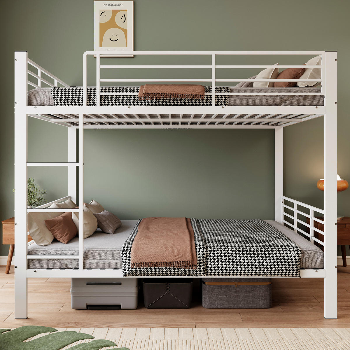 ETAGENBETT 140/200 cm DE-33078 mit Rausfallschutz und Leiter Weiß - Weiß, Metall (140/200cm) - ComfortXL