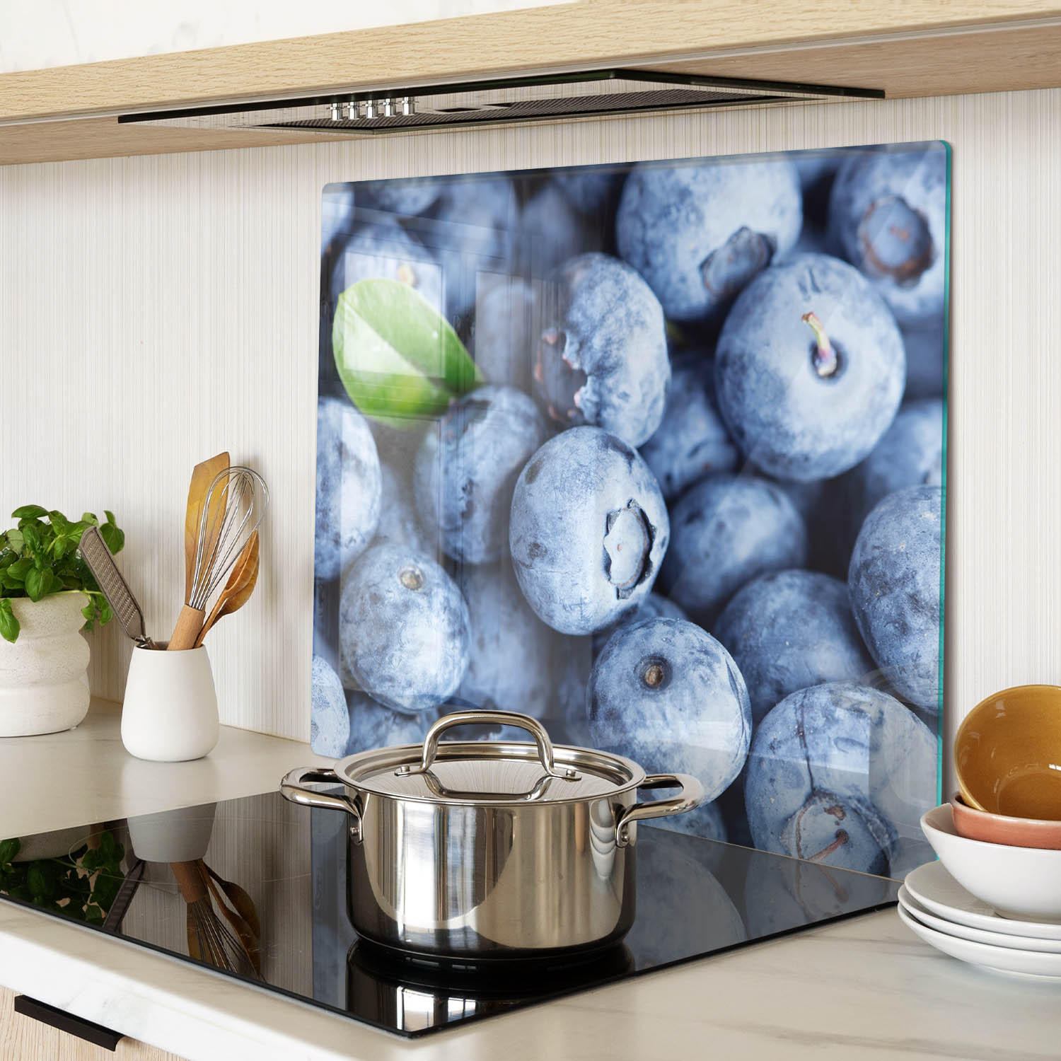 GLASPLATTE 60x52 cm Blaubeeren - Blau, Glas (60/0.4/52cm) - TULUP