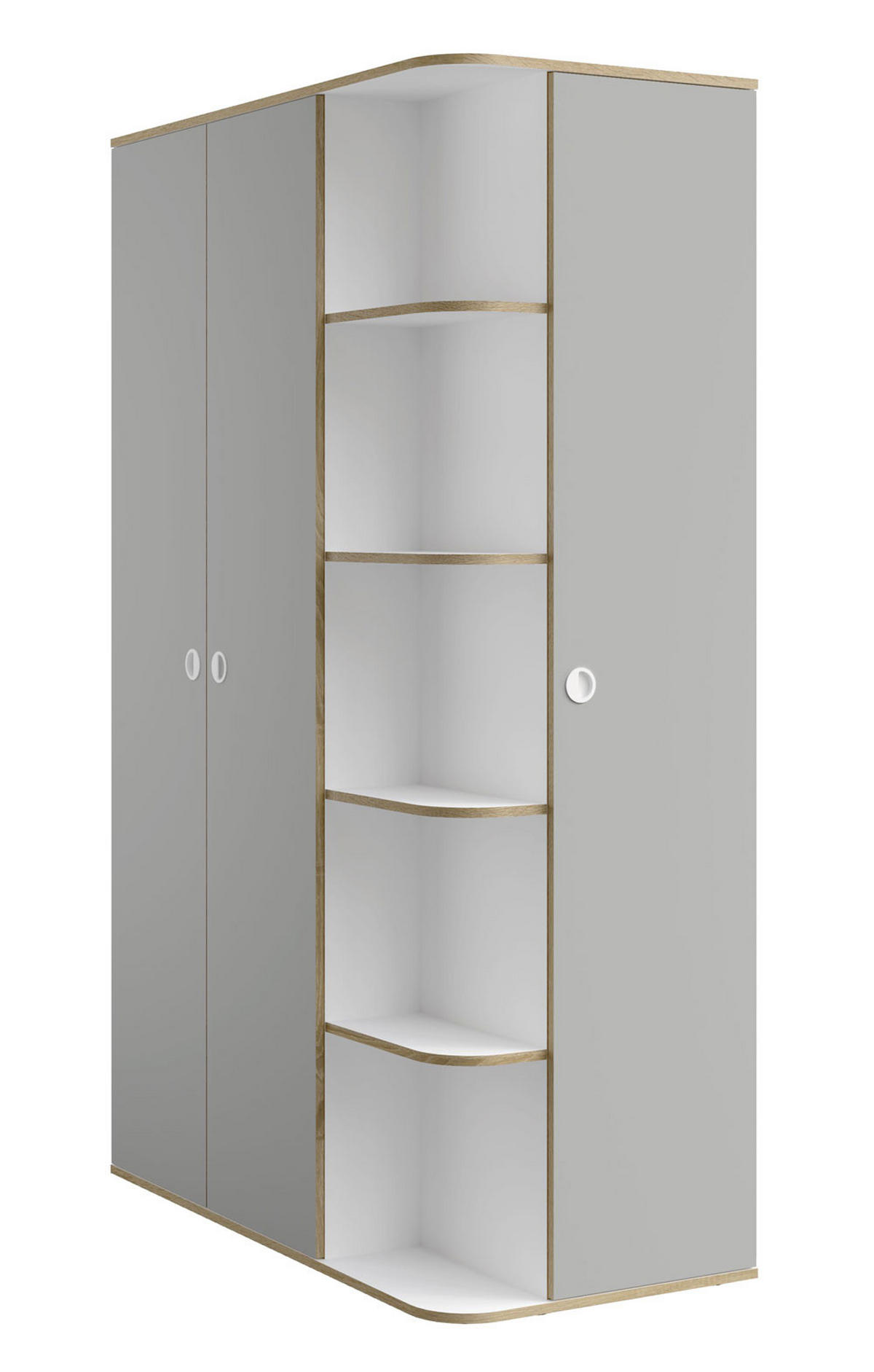 KLEIDERSCHRANK Pinio weiß, lichtgrau 120 / 60 / 196,5cm - Weiß/Grau, Holzwerkstoff/Kunststoff (120/196.5/60cm) - Feldmann-Wohnen