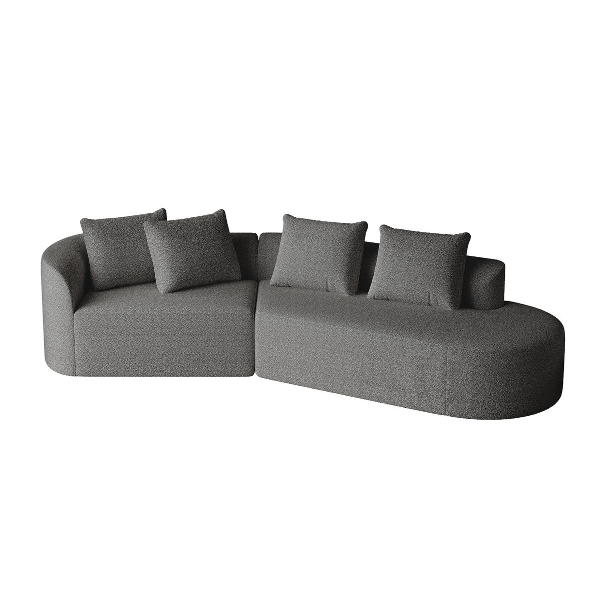 SOFA 4-Sitzer mit luxuriöser Chenille-Polsterung Dunkelgrau 300/100/80 cm - Dunkelgrau, Textil (91.4/81.2/294.4cm) - OKWISH