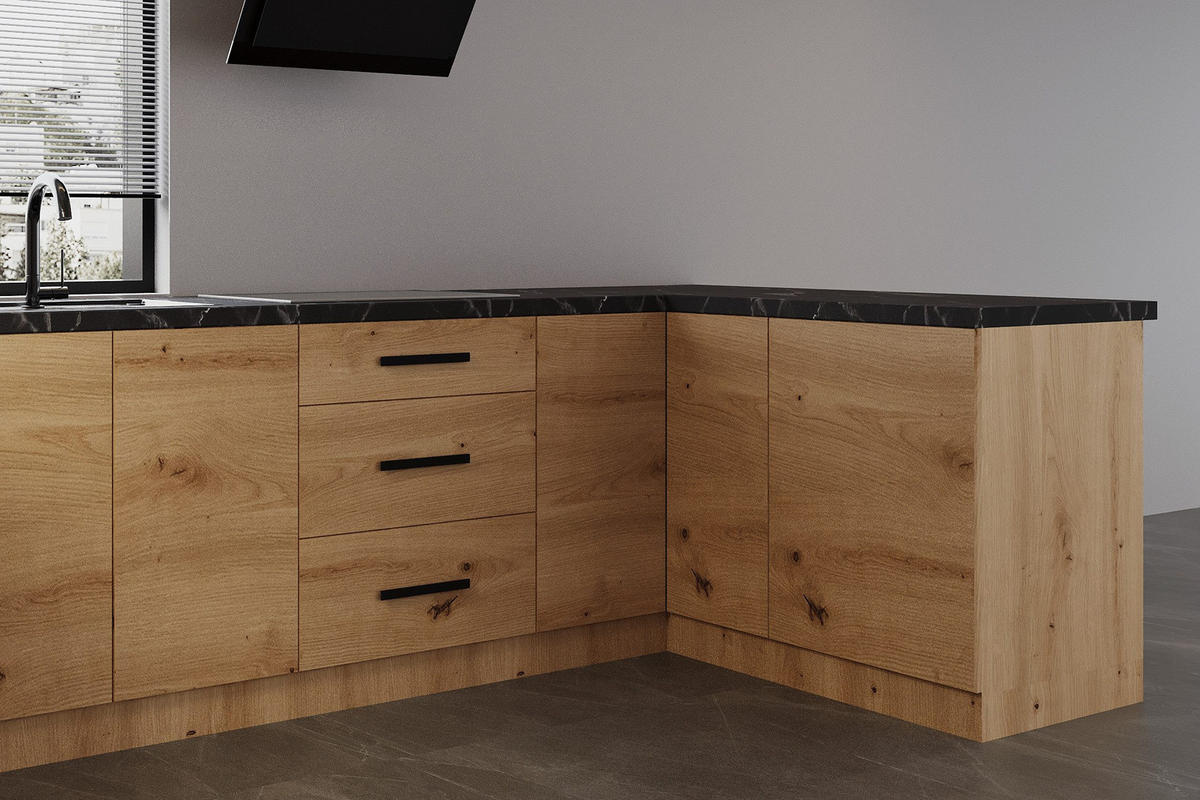 ECKKÜCHE 210 x 320 x 150 cm – Nexa K103-G680 – in Woodline / Matt - Schwarz/Eiche Artisan, Holz/Metall (320/212/58cm) - ROYAL24_MARKT