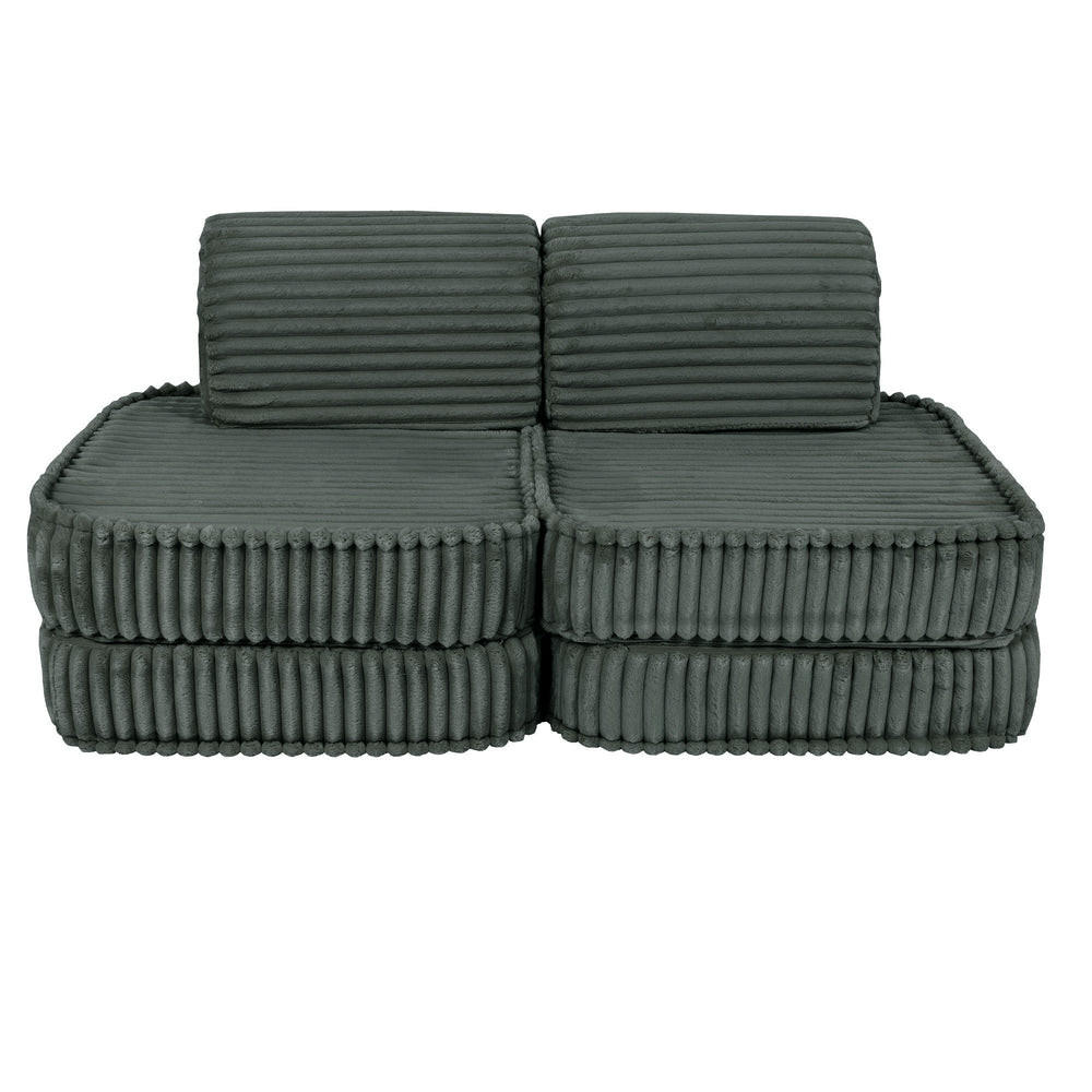 KINDERSOFA, Pocket Basic, Churros, Waldgrün - Dunkelgrün, Textil (120/25/60cm) - MeowBaby
