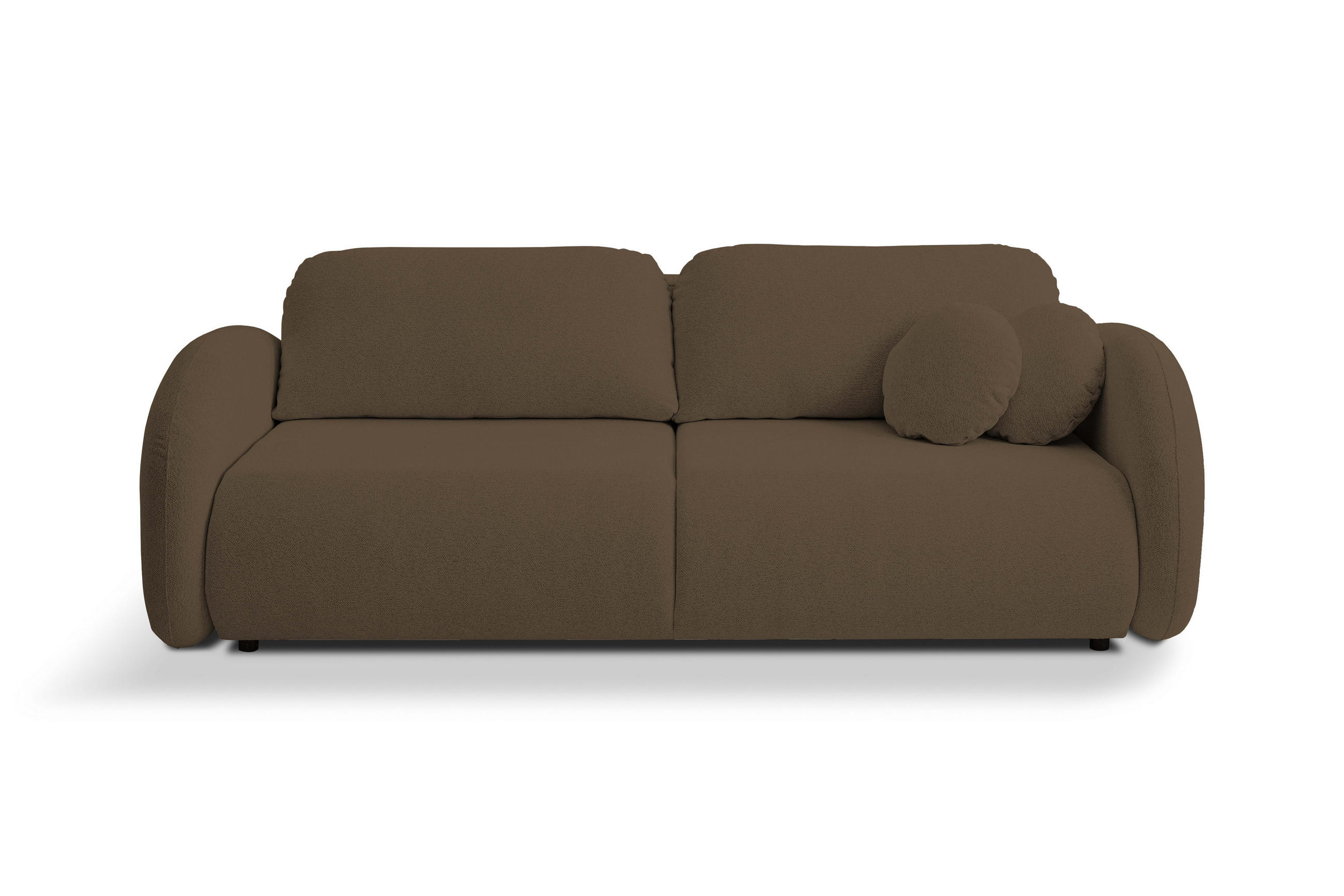 SOFA LOOP Schlaffunktion & Bettkasten PUR-Schaum Schwarze Kunststofffüße skandinavischer Stil lose Rückenkissen freistehend 234x112x86 cm Brown - Braun, Holz/Textil (234/86/112cm) - DomoHome