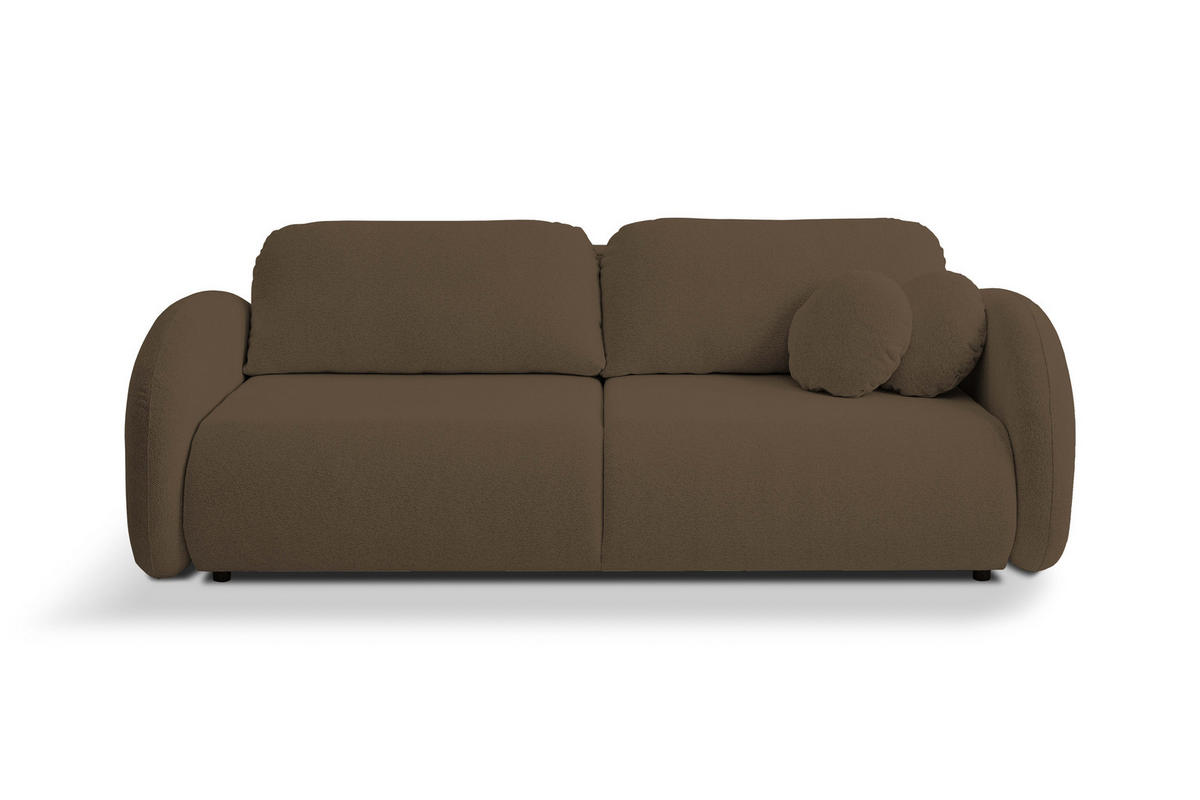 SOFA LOOP Schlaffunktion & Bettkasten PUR-Schaum Schwarze Kunststofffüße skandinavischer Stil lose Rückenkissen freistehend 234x112x86 cm Brown - Braun, Holz/Textil (234/86/112cm) - DomoHome