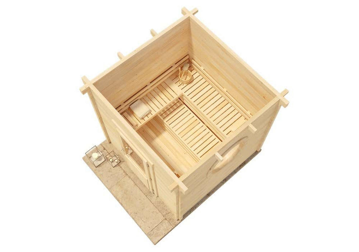 GARTENSAUNA Holz Cubus Compact - Naturfarben, Holz (264/263/267cm) - FinnTherm