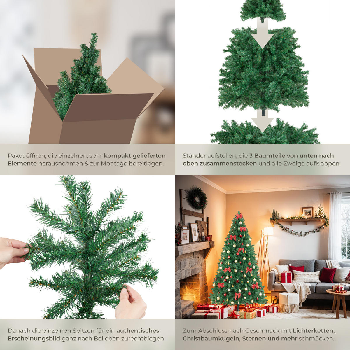 WEIHNACHTSBAUM Dasher,pulverbeschichteter Metallständer mit Kunststoffkappen ,grün - Grün, Kunststoff (210cm) - tectake
