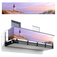 BALKON-SICHTSCHUTZ Leuchtturm - Dünen - Sonnenuntergang 500x110 cm - Hellrosa, Kunststoff (500/110cm) - MuchoWow