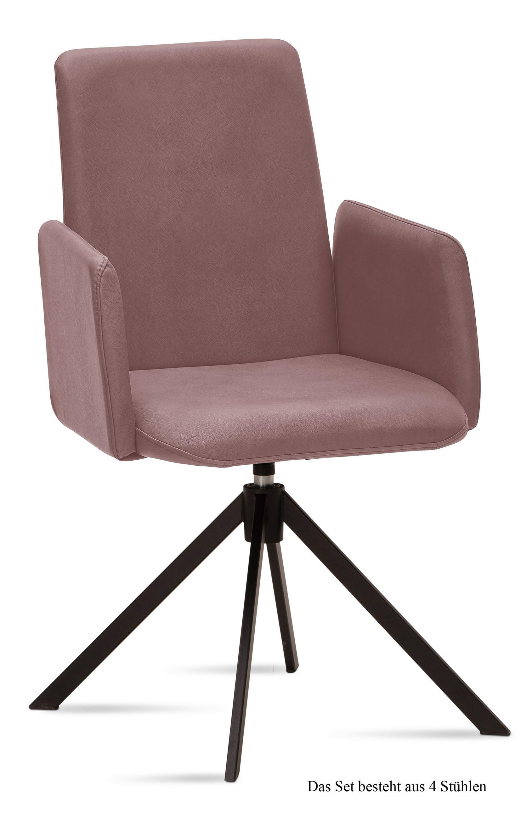 ARMLEHNSTUHL drehbar (4er-Set) Deasia 52x92x60 Schwarz/Rosewood - Dunkelrosa/Schwarz, Kunststoff (60/92/52cm) - 58aufmkessel