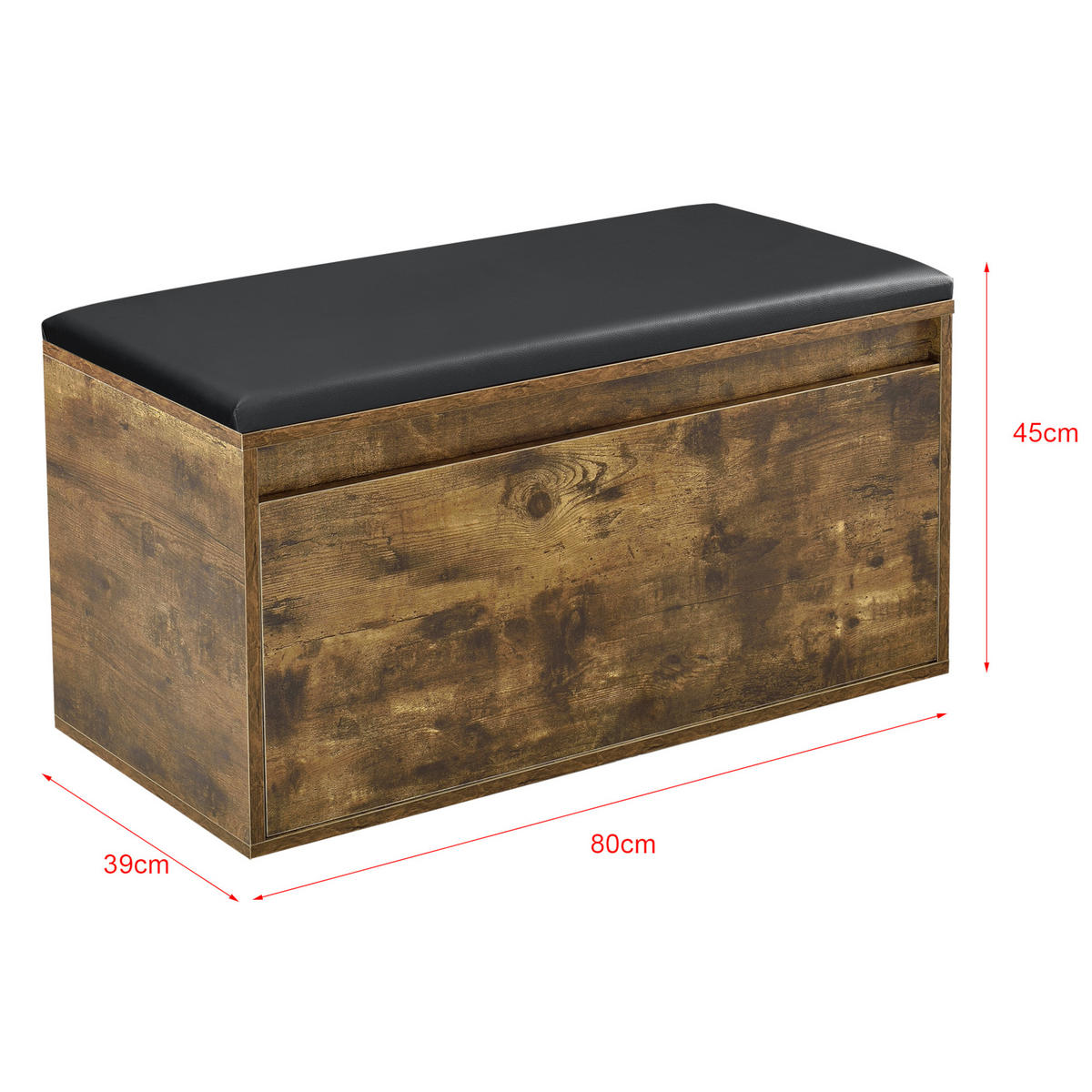 SCHUHBANK Degerfors - Schwarz/Braun, Holzwerkstoff/Kunststoff (39/45/80cm) - [en.casa]
