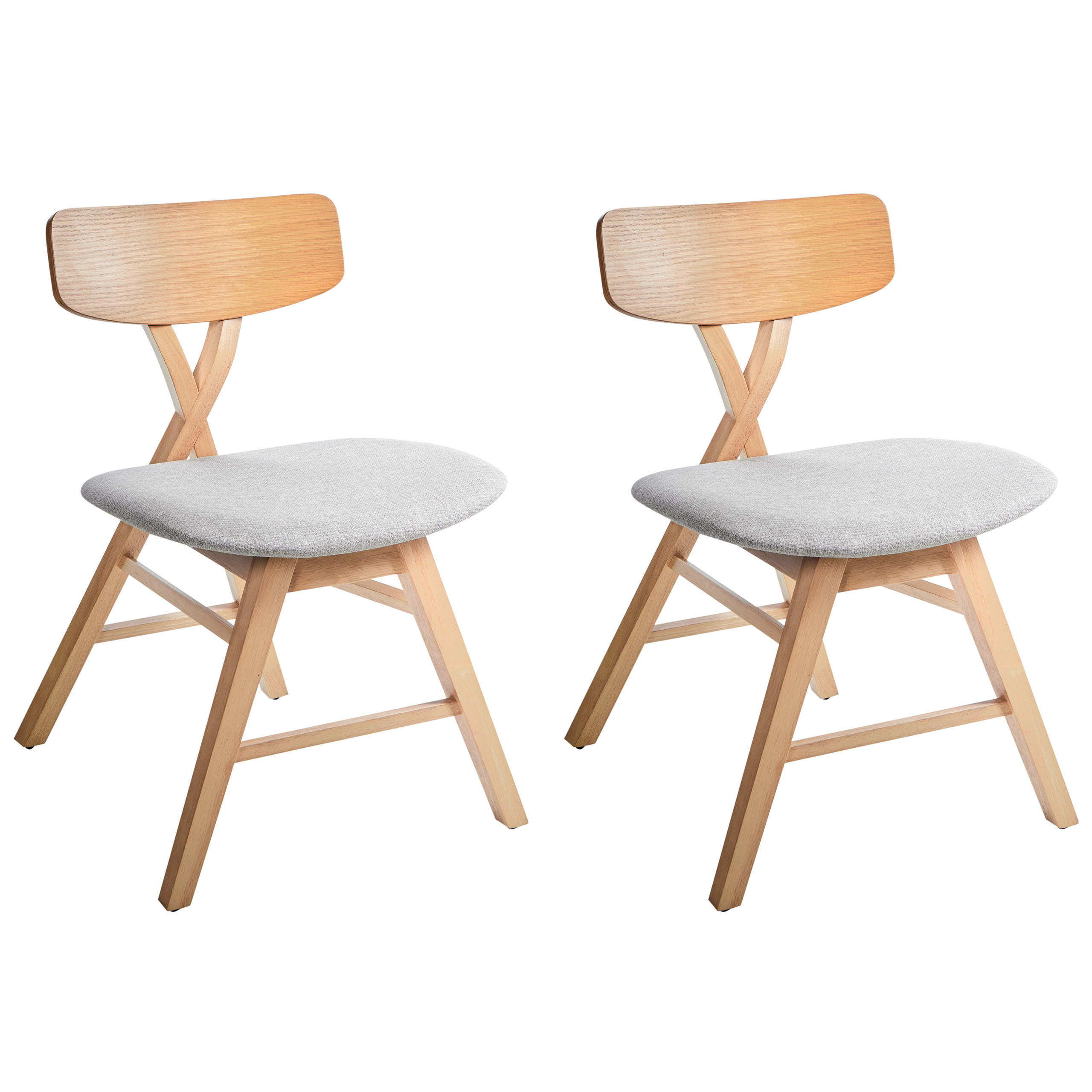 ESSZIMMERSTUHL 2er-Set Hellbraun Leland - Hellbraun/Grau, Holz (52/78/57cm) - Beliani