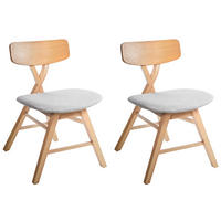 ESSZIMMERSTUHL 2er-Set Hellbraun Leland - Hellbraun/Grau, Holz (52/78/57cm) - Beliani