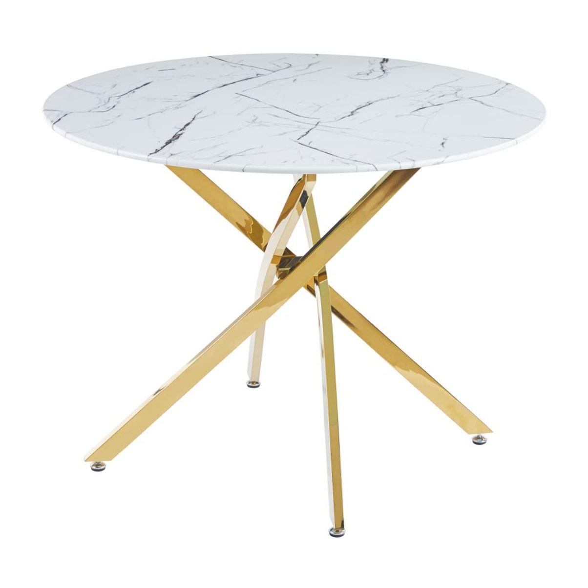 Lookway Esstisch Gold, Weiß 100x75x100 cm