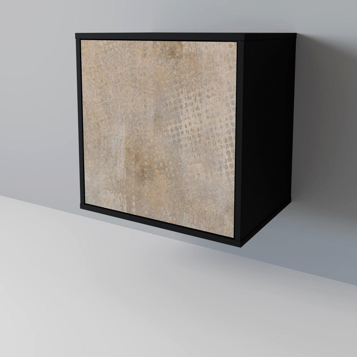 SIDEBOARD SCREEN ERROR, Schwarz, 57,5x42x67,5 cm, Schwarze Metall-Rahmenfüße - Multicolor/Schwarz, Holzwerkstoff/Metall (57.5/67.5/42cm) - SpaceRebels