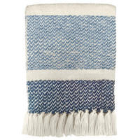 DECKE Berber Körnig Blau - Blau/Weiß, Textil (125/150cm) - Malagoon