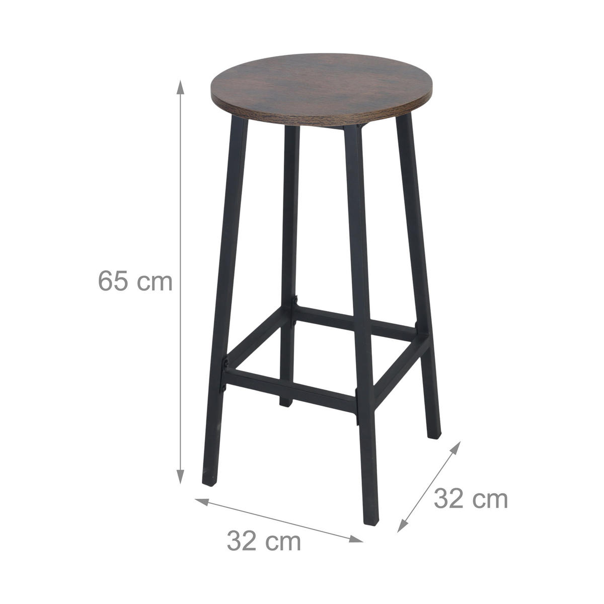 2XBARHOCKER - Multicolor/Schwarz, Holzwerkstoff/Metall (32/65/32cm) - Relaxdays