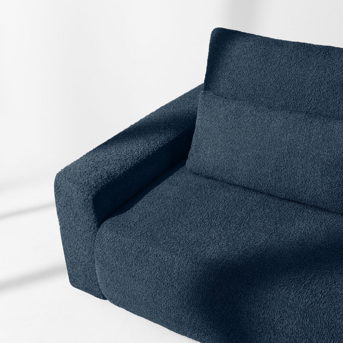 3-SITZER SCHLAFSOFA MOLLIS, Bouclé, Dunkles Marineblau - Dunkelblau, Holz/Holzwerkstoff (250/93/108cm) - KONSIMO®