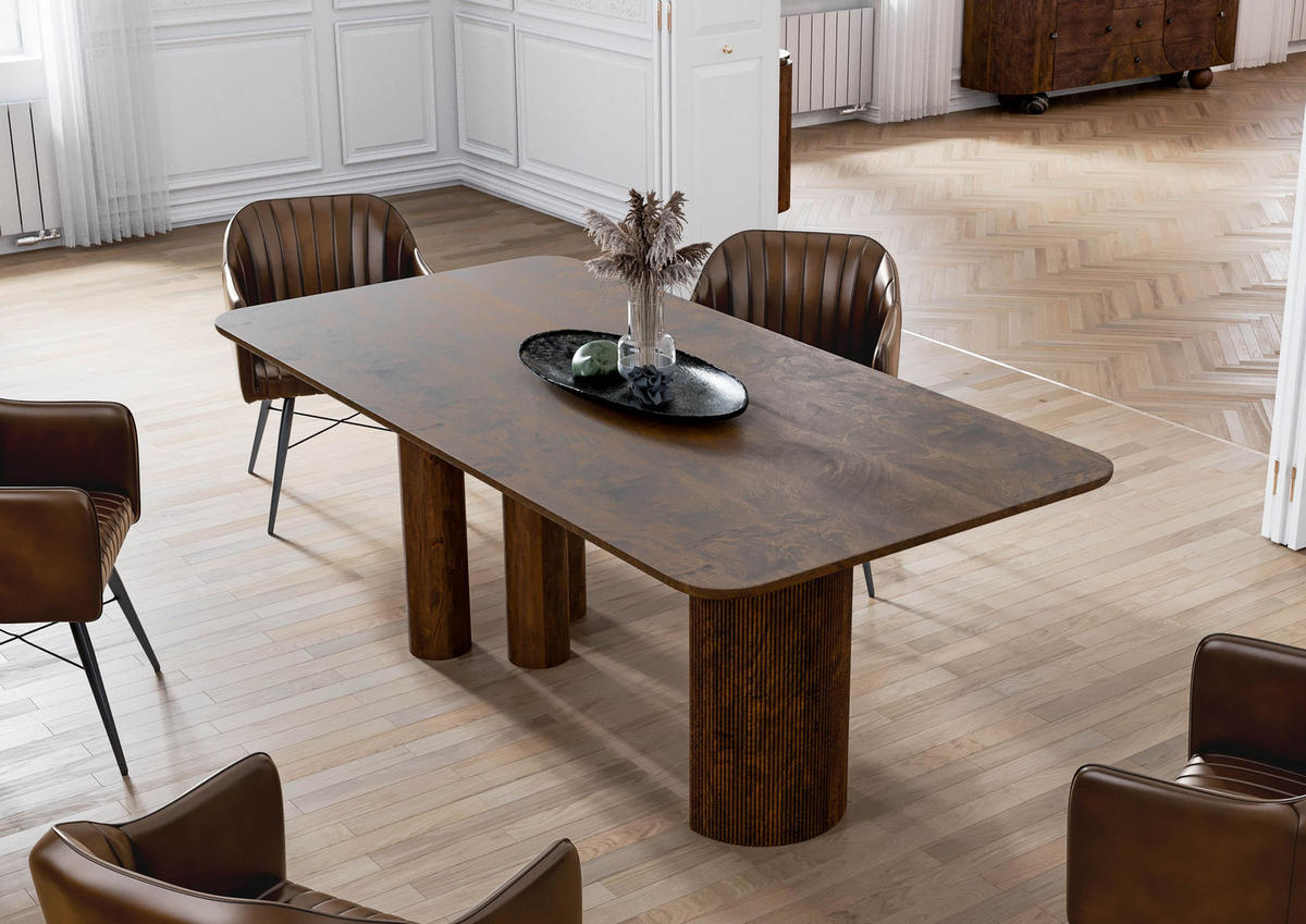 ESSTISCH Mango 200x100x77 dunkelbraun lackiert FLORENZ #211 - Dunkelbraun, Holz (200/100/77cm) - Massivmoebel24