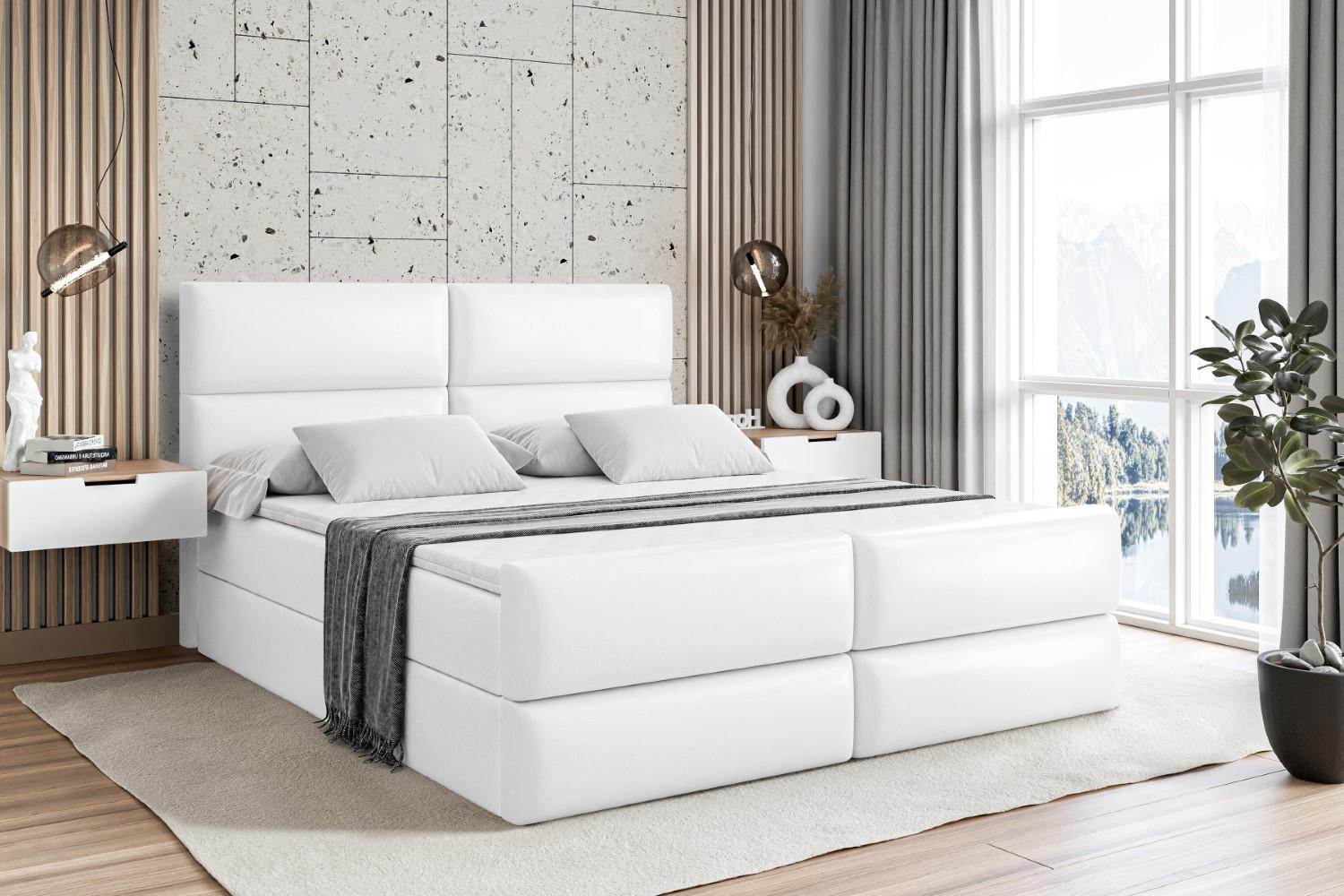 BOXBETT BOXI3-Z - 120x200 cm - H4 - Weiß Hochglanz - Weiß Hochglanz, Holzwerkstoff (120/200cm) - ALTDECOR