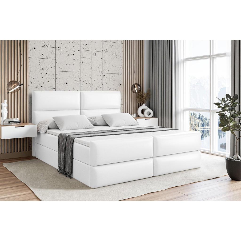 Thumbnail - Altdecor Boxbett, Weiß Hochglanz, Holzwerkstoff, Höhe ca. 20 cm, 180x200 cm, Schlafzimmer, Betten, Boxspringbetten