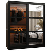 SCHWEBETÜRENSCHRANK 200/150/62 2-türig - Schwarz, Holz/Kunststoff (150/200/62cm) - Abiks Möbel