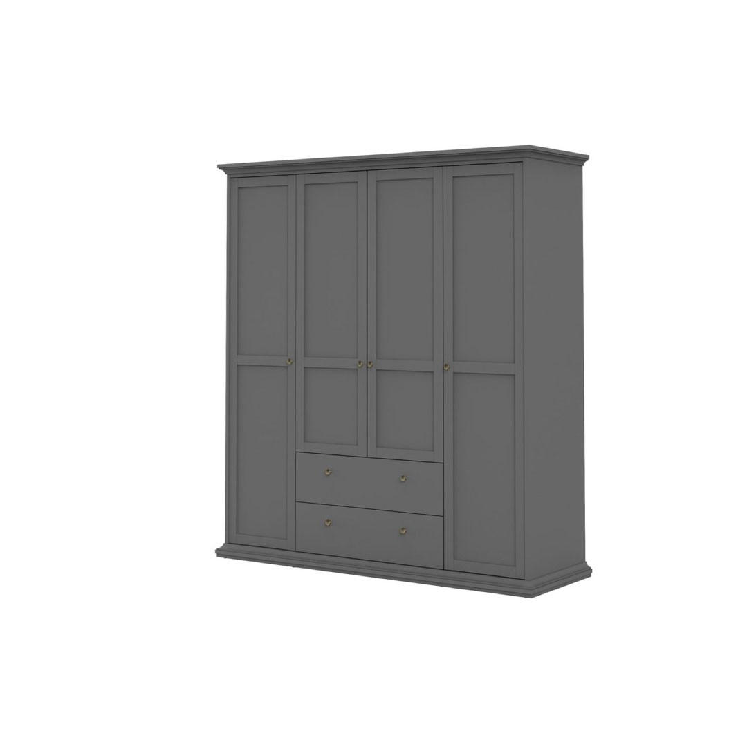 GARDEROBENSCHRANK mattgrau - Schwarz, Holzwerkstoff (181/201/60cm) - ebuy24