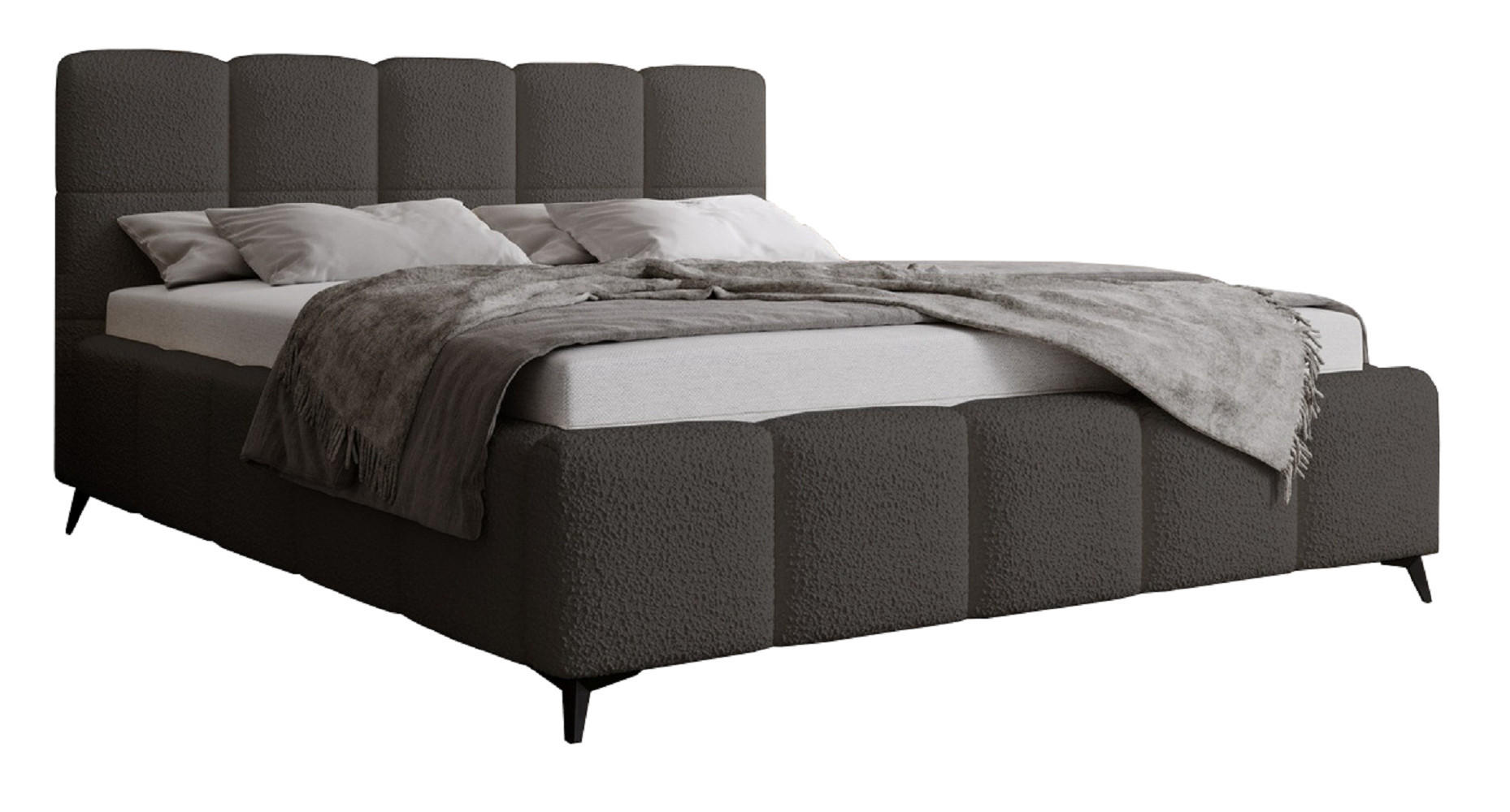 DOPPELBETT 200x200 mit Bettkasten Kastilo, Boucle, Dunkelgrau - Dunkelgrau, Holz/Textil (200/200cm) - Emporius