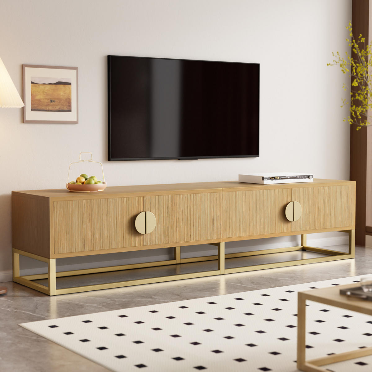 LOWBOARD 180/40/40 cm in Holzoptik mit 4 Türen und Soft-Close - Braun, Holzwerkstoff (180/40/40cm) - Flora Grace