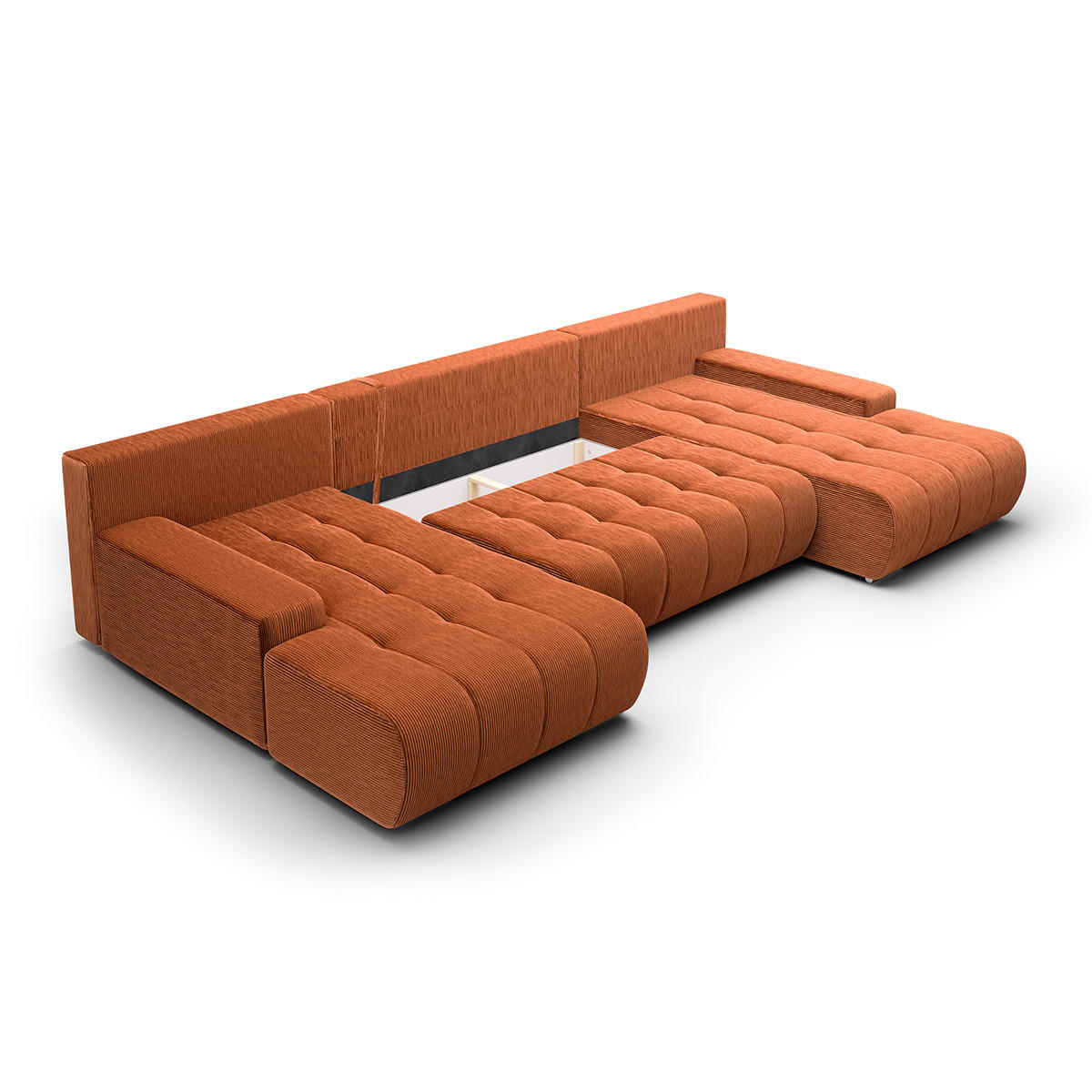 PANORAMASOFA Jonas 5 Sitzplätze Ziegelorange - Orange, Holz (350/85/185cm) - Petits-meubles