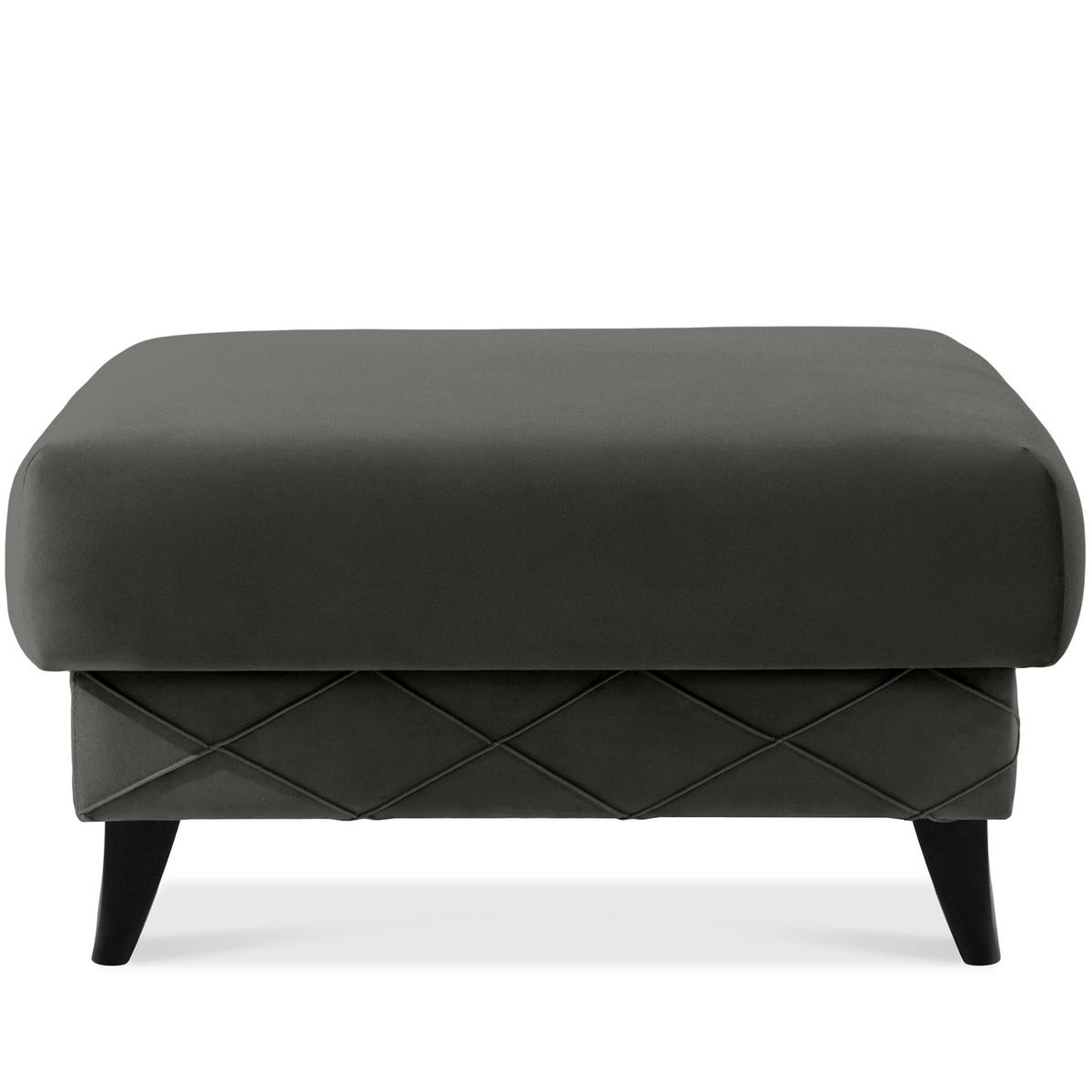 POUF GUSTAVO III Velours, Anthrazit - Anthrazit, Holz/Holzwerkstoff (92/49/92cm) - KONSIMO®