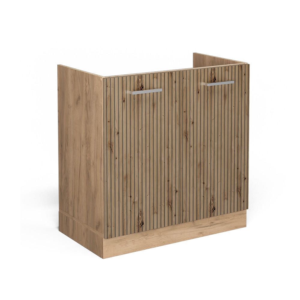 SPÜLENUNTERSCHRANK R-Line Artisan-Eiche 80 cm ohne AP - Honigeiche/Eiche Wotan, Holzwerkstoff (80/81.6/46cm) - Vicco