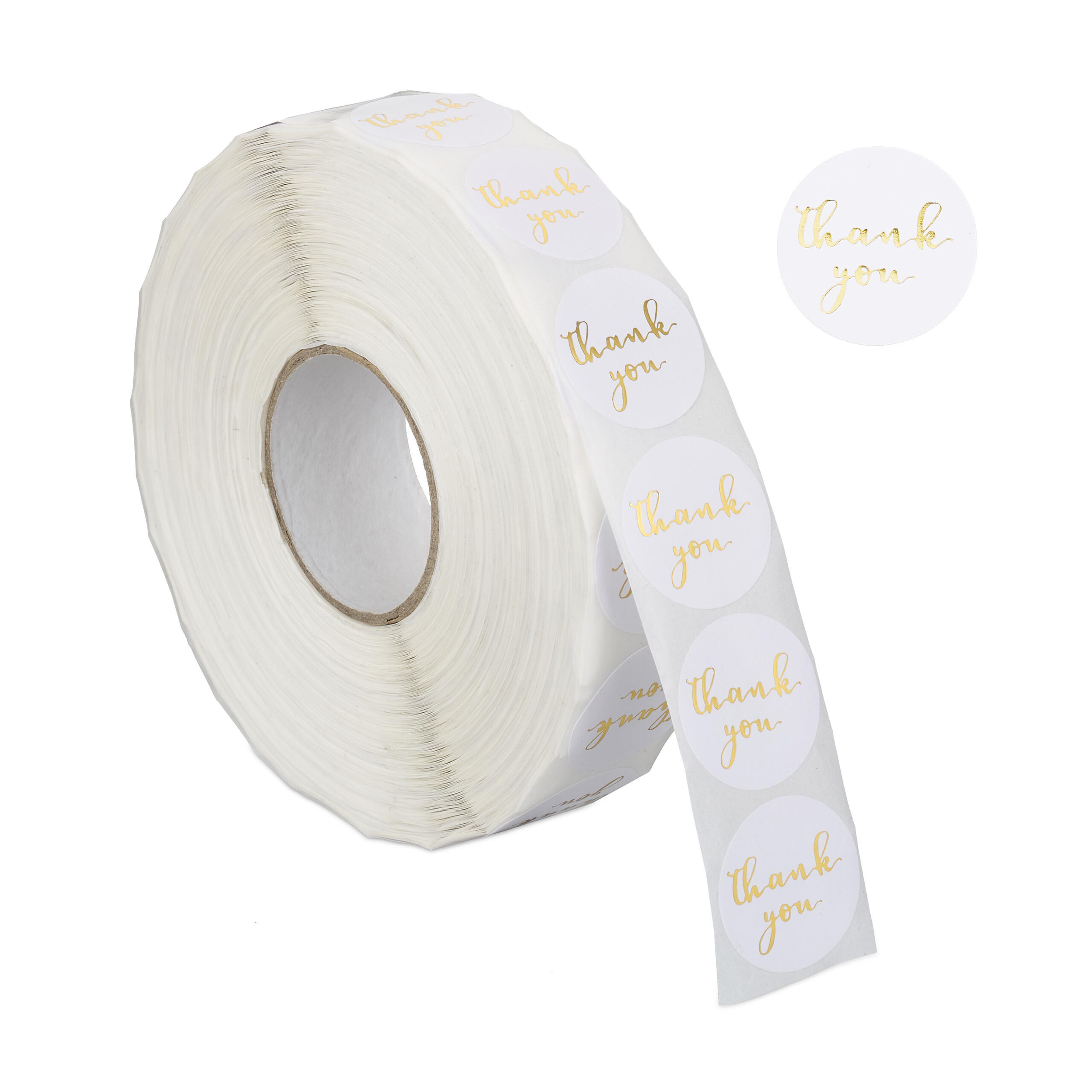 2500xDANKE-AUFKLEBER - Weiß, Papier/Kunststoff (11/3/11cm) - Relaxdays