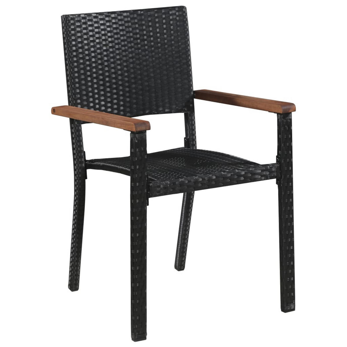 GARTENTISCHGRUPPE mit 190 cm Tisch, aus Poly Rattan und Akazie Massivholz, Schwarz, 9-teiliges Set - Schwarz, Kunststoff - vidaXL