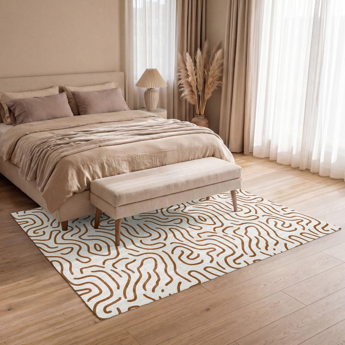 KOBERCE - Minimalistický - Vzor - Terakota - 200x140 cm - hnedá, textil/plast (200/0.4cm) - OnlyWow
