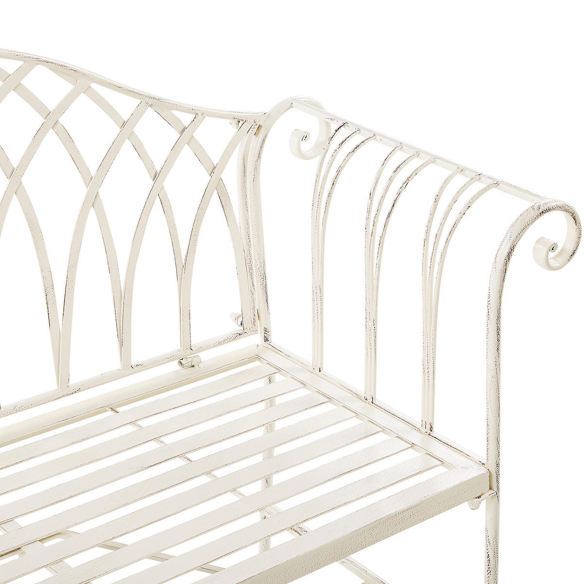GARTENBANK Metall weiß 130 cm Milazzo - Weiß, Metall (130/94/45cm) - Beliani