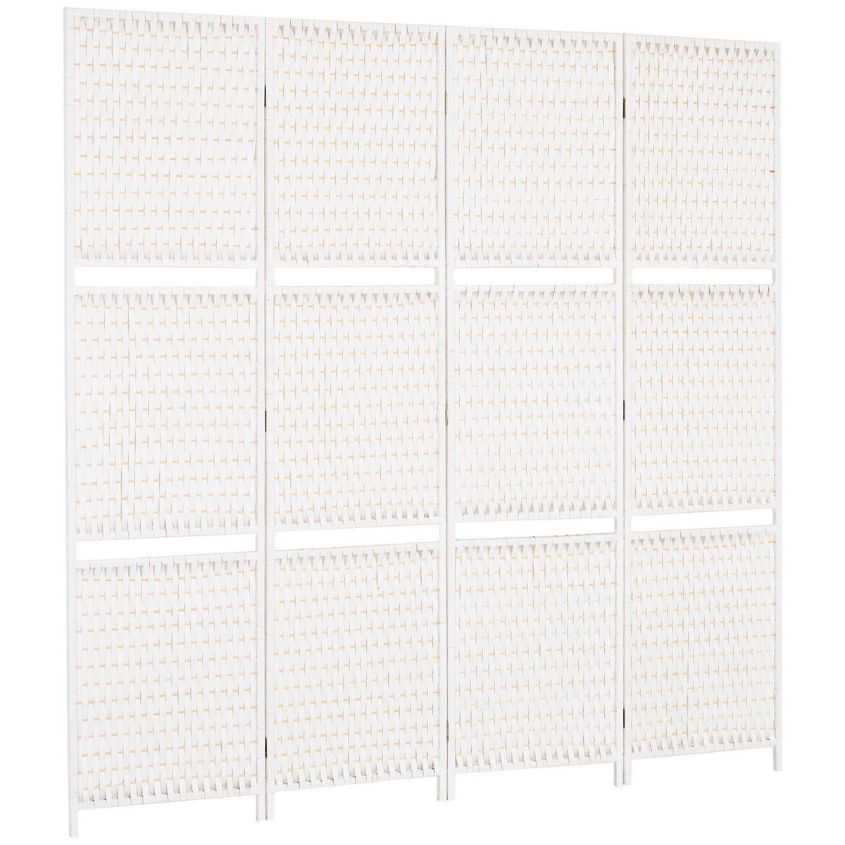 PARAVENT DE-14243 4 Paneele, 2 Regalböden, klappbar Weiß - Weiß, Papier (181/180/1.6cm) - ComfortXL