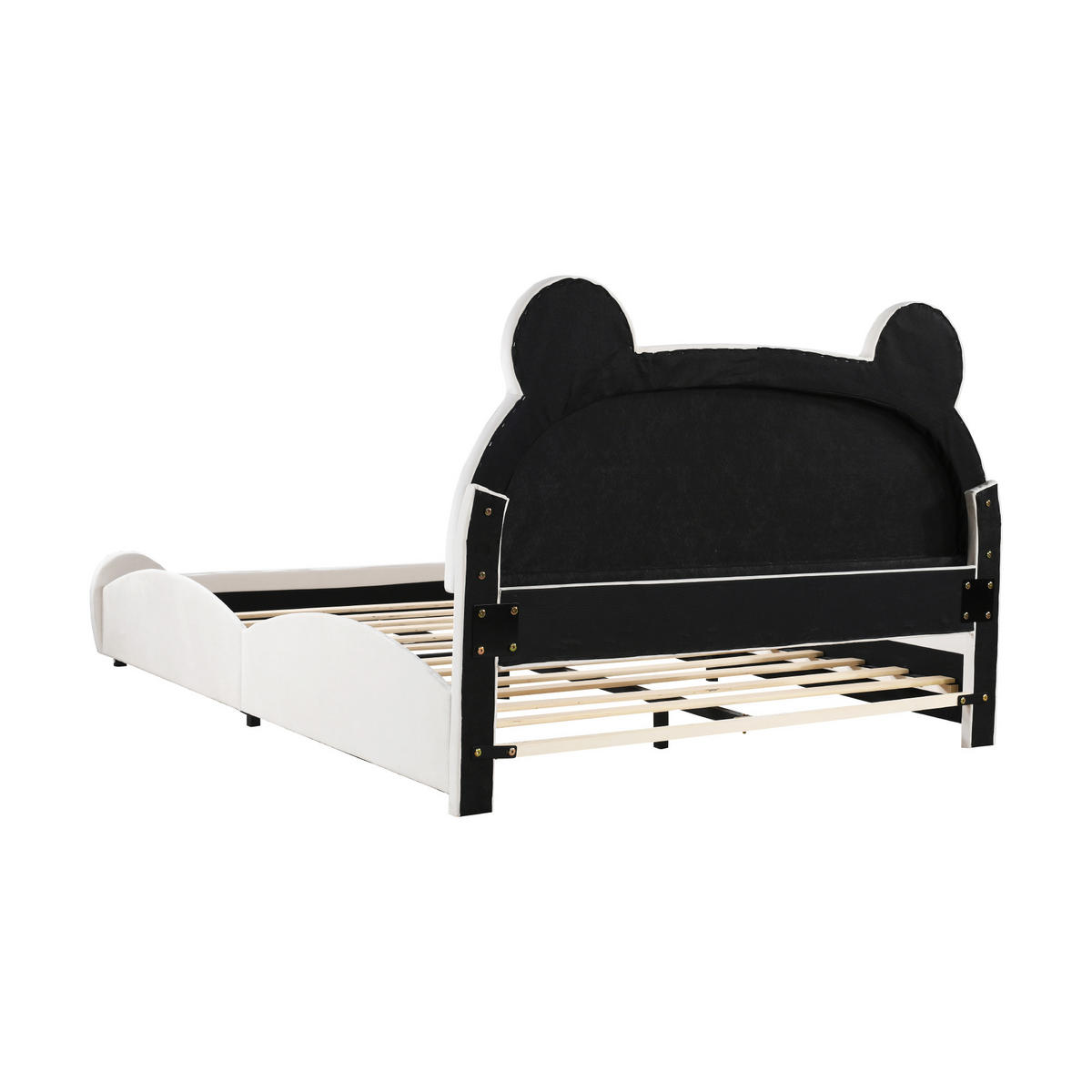 KINDERBETT aus Samt 140x200 cm in Weiß mit Bären-Design - Weiß, Textil (140/200cm) - Modfu