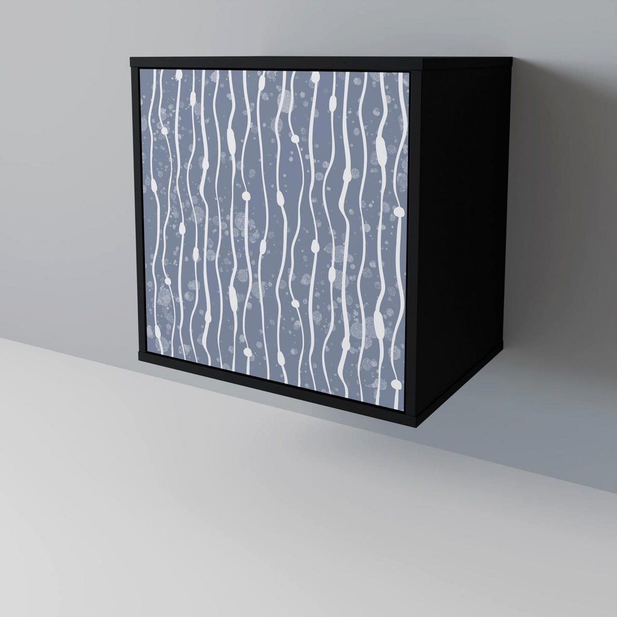 SIDEBOARD GRAPHITE RAIN, Schwarz, 57,5x42x72,5 cm, Schwarze Metallfüße - Multicolor/Schwarz, Holzwerkstoff/Metall (57.5/72.5/42cm) - SpaceRebels