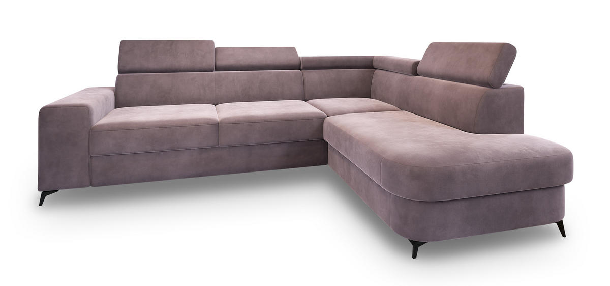 ROHOVÁ SEDAČKA ALVORO šeříková - černá/šeříková, kov/dřevo (253/190cm) - MASSENO