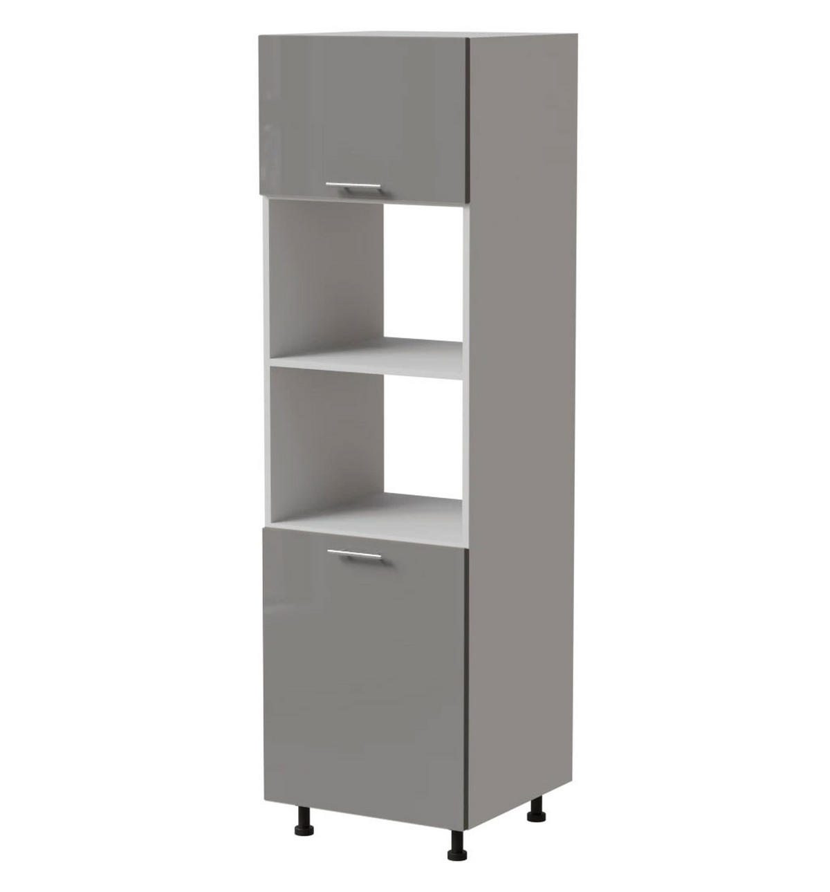 BACKOFENUMBAUSCHRANK Essen D14/RU/60/207 Grau Hochglanz / Weiß Matt 60 / 59 / 207cm - Weiß/Grau, Holz/Holzwerkstoff (60/207/59cm) - Feldmann-Wohnen