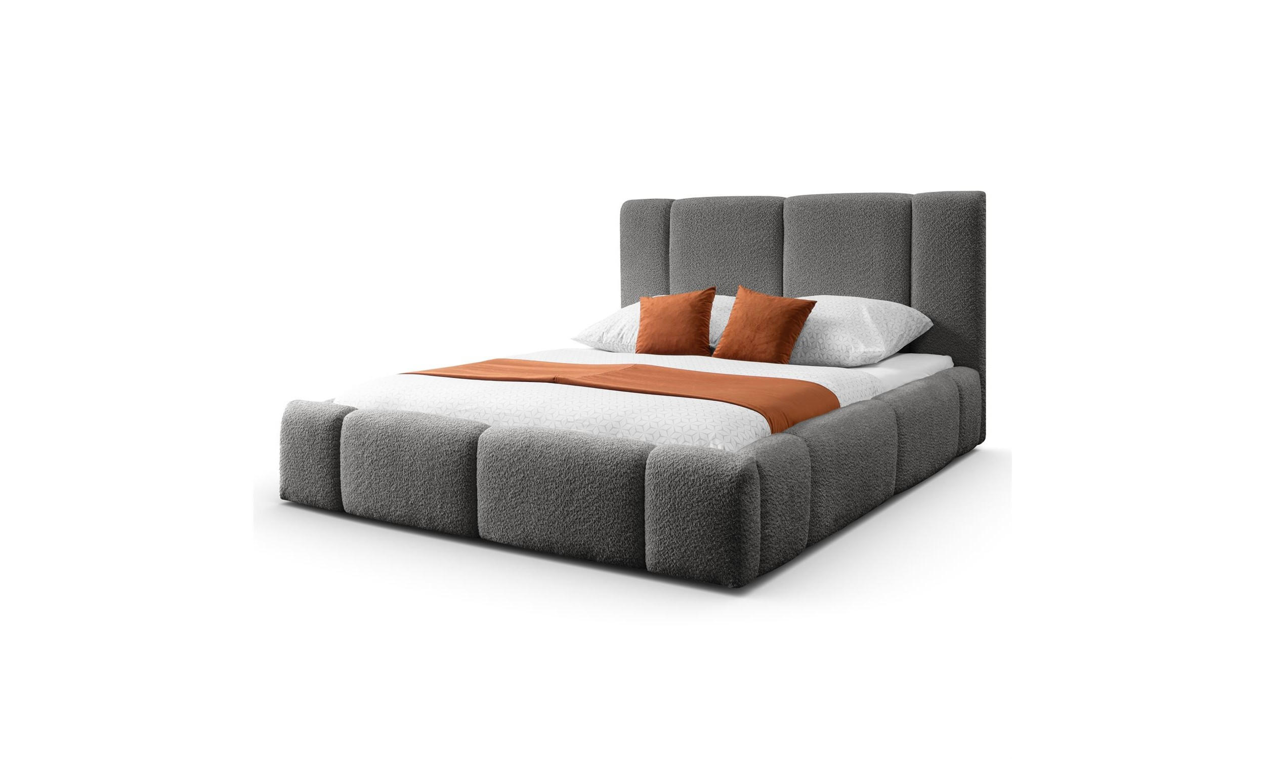 POLSTERBETT ELENA 160x200 cm Dunkelgrau (Anthology 18), 34 Holzlatten, Kopfteil 108 cm - Grau, Textil (160/200cm) - Lookway