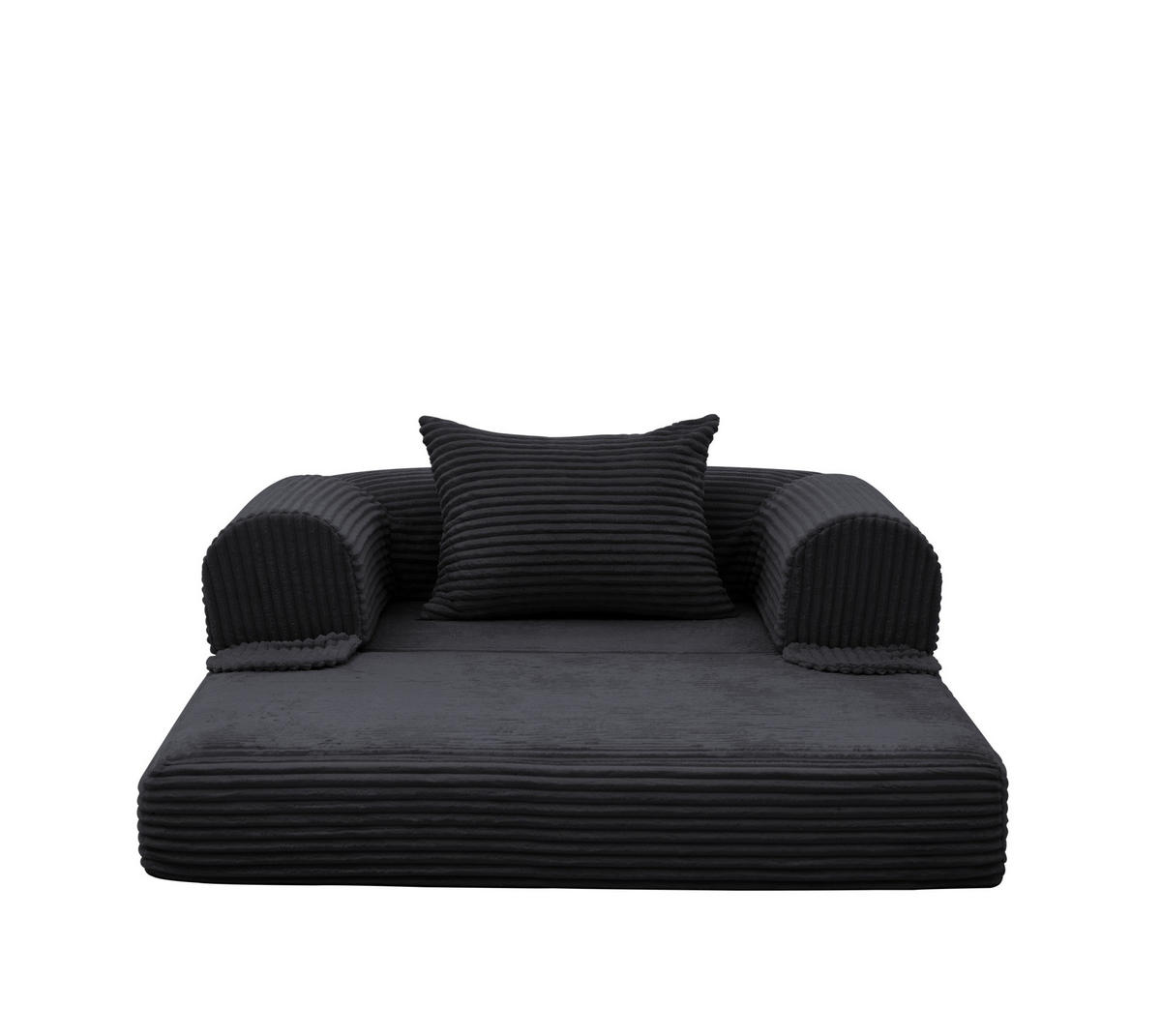 SCHLAFSOFA 2-in-1 aus Cord Schwarz - Schwarz, Kunststoff (85/65/120cm) - Meubliv