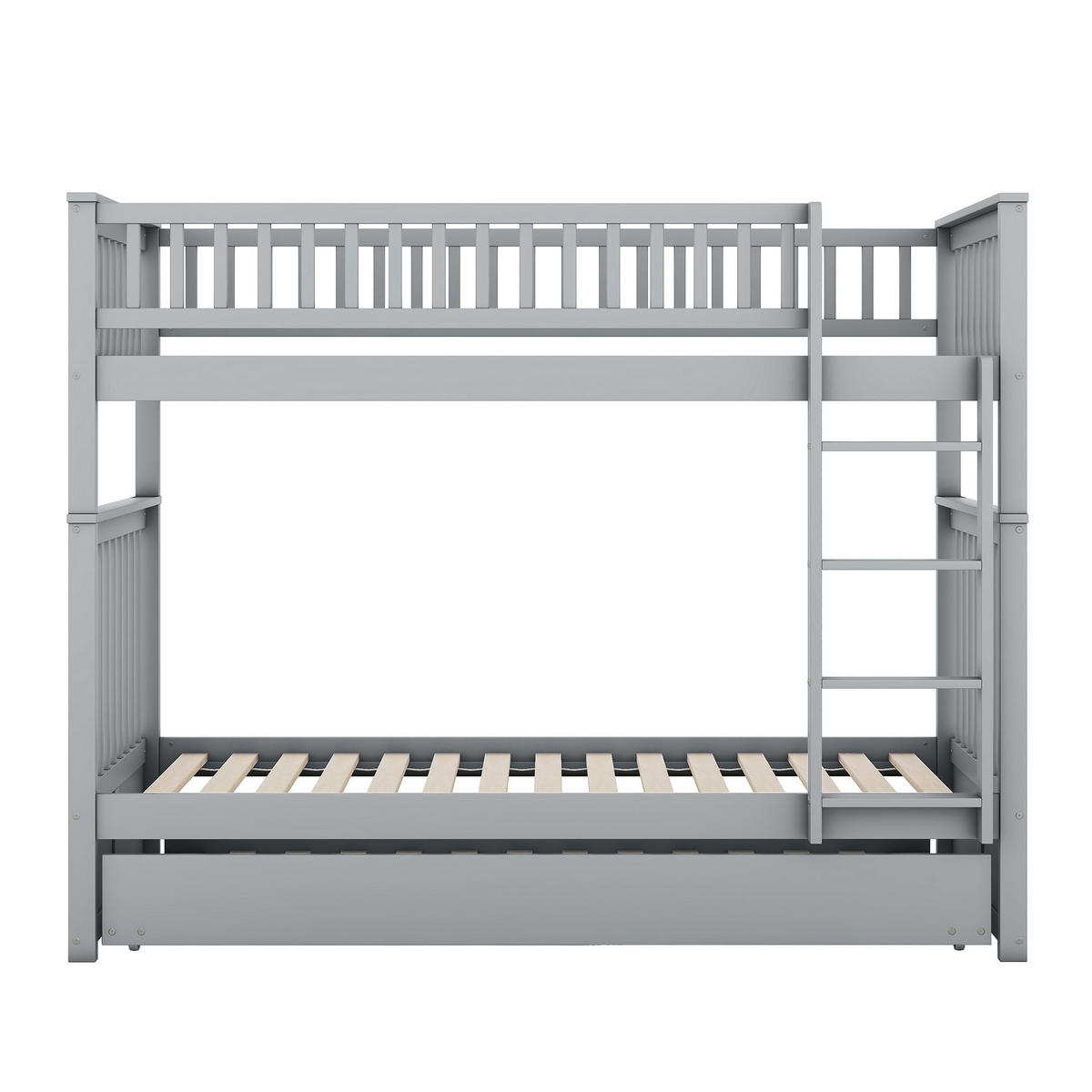 ETAGENBETT 90/200 cm grau mit Ausziehbett und stabiler Treppe - Grau, Holz (90/200cm) - OKWISH