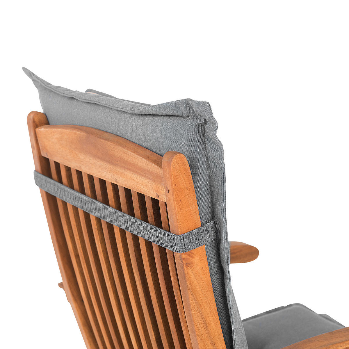 GARTENSTUHL 2er-Set Akazienholz hellbraun Auflagen grau Maui - Hellbraun/Grau, Holz (42/93/48cm) - Beliani