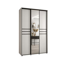 SCHWEBETÜRENSCHRANK 235,2/150/45 3-türig - Schwarz/Weiß, Holz/Metall (150/235/45cm) - Abiks Möbel
