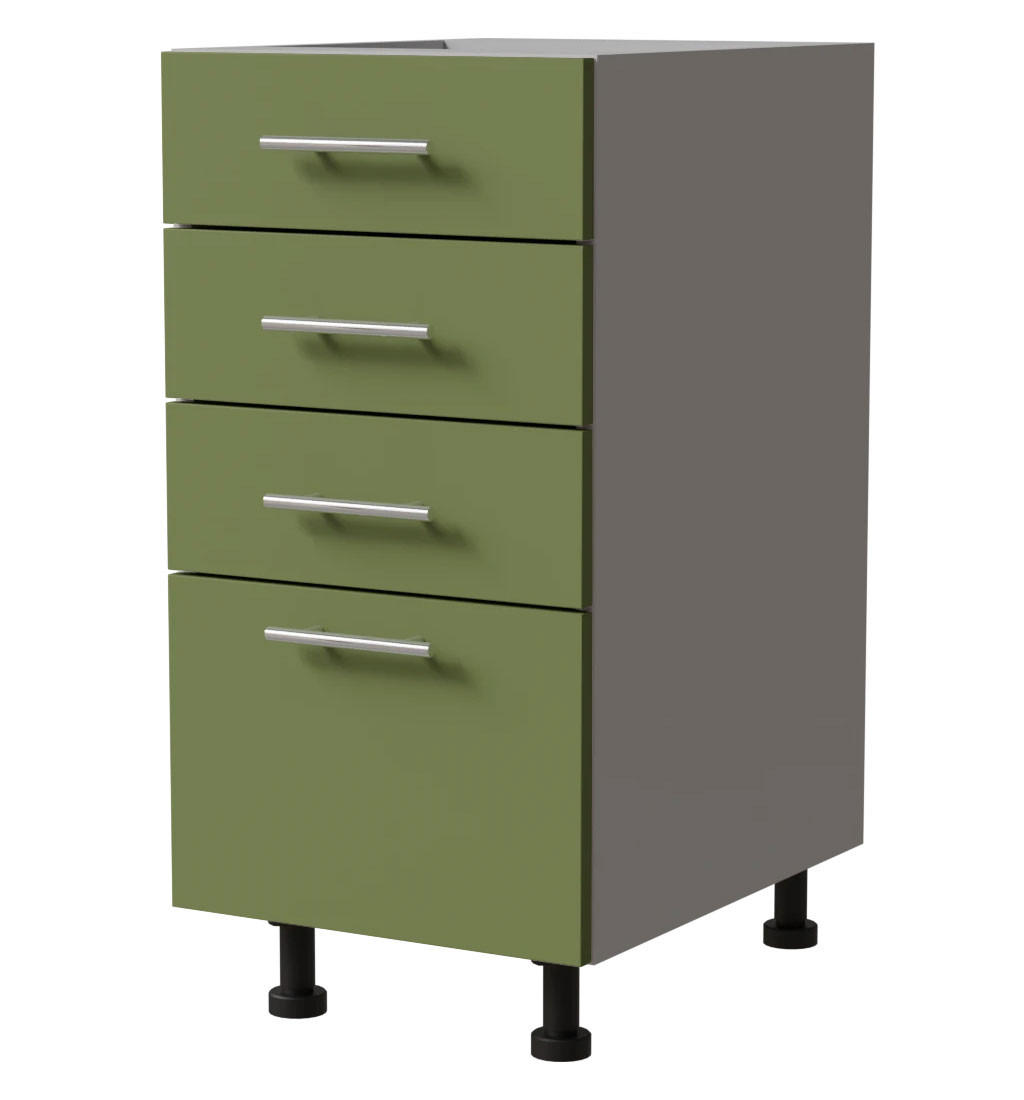 SCHUBLADENUNTERSCHRANK Brerra D4M/40 Korpus grau / Front RAL 6025 farngrün Matt 40 / 50 / 82 cm - Grau/Grün, Holz/Holzwerkstoff (40/82/50cm) - Feldmann-Wohnen