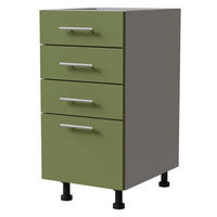 SCHUBLADENUNTERSCHRANK Brerra D4M/40 Korpus grau / Front RAL 6025 farngrün Matt 40 / 50 / 82 cm - Grau/Grün, Holz/Holzwerkstoff (40/82/50cm) - Feldmann-Wohnen