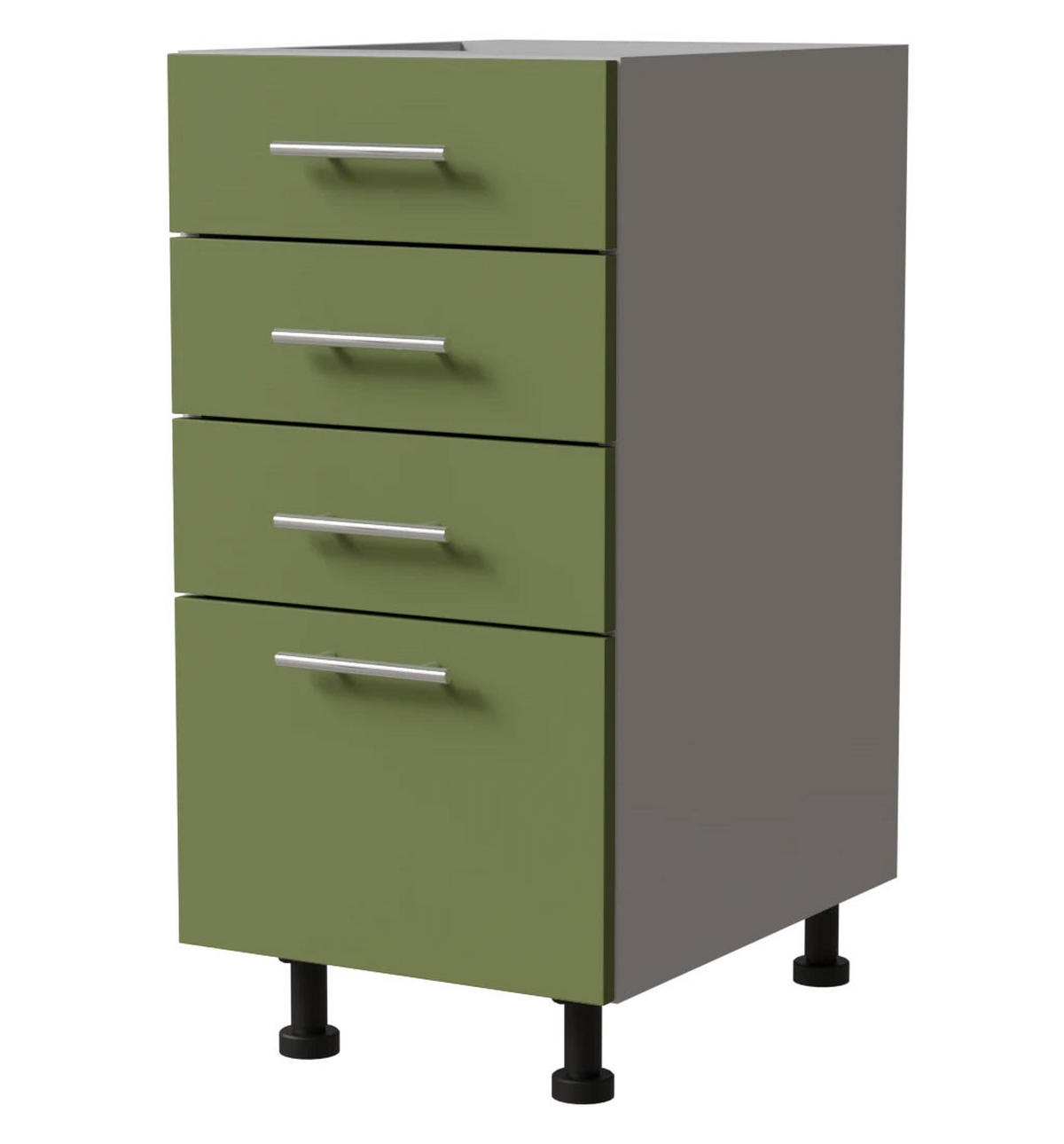 SCHUBLADENUNTERSCHRANK Brerra D4M/40 Korpus grau / Front RAL 6025 farngrün Matt 40 / 50 / 82 cm - Grau/Grün, Holz/Holzwerkstoff (40/82/50cm) - Feldmann-Wohnen